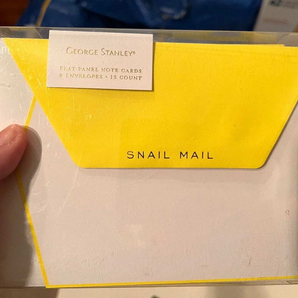 Note Cards -George Stanley Flat Panel Note Cards (Yellow / Snail Mail / 3 Packs)
